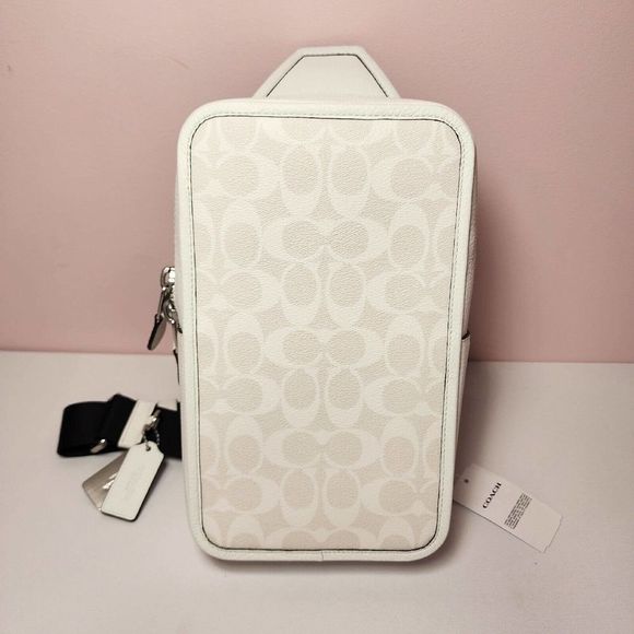 NWT Coach C9867 Sullivan Pack Silver Chalk White Signature Canvas Leather - Picture 2 of 7